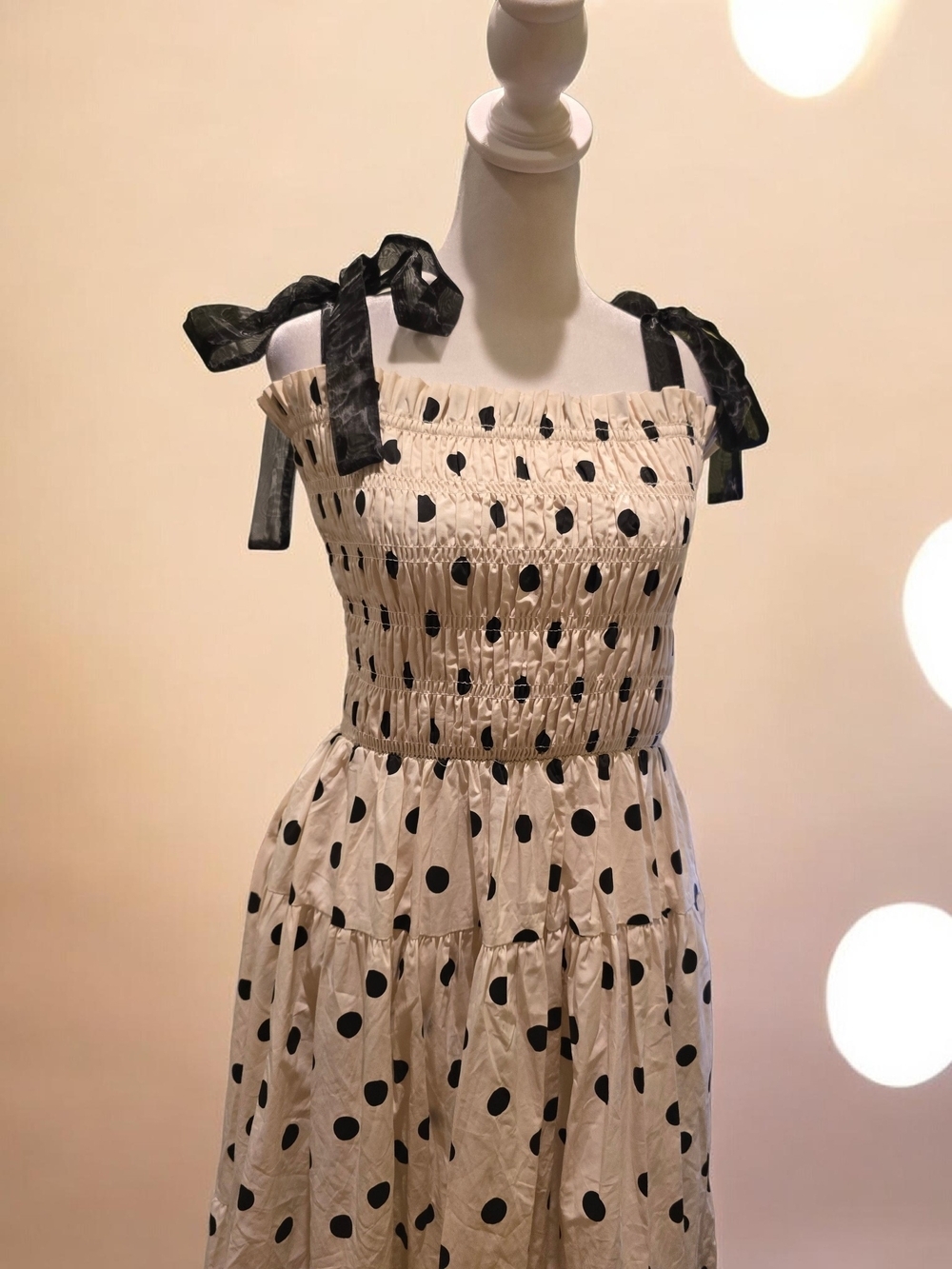 En Saison Beige Maxi Dress with Black Polka Dots - Picture 4 of 6